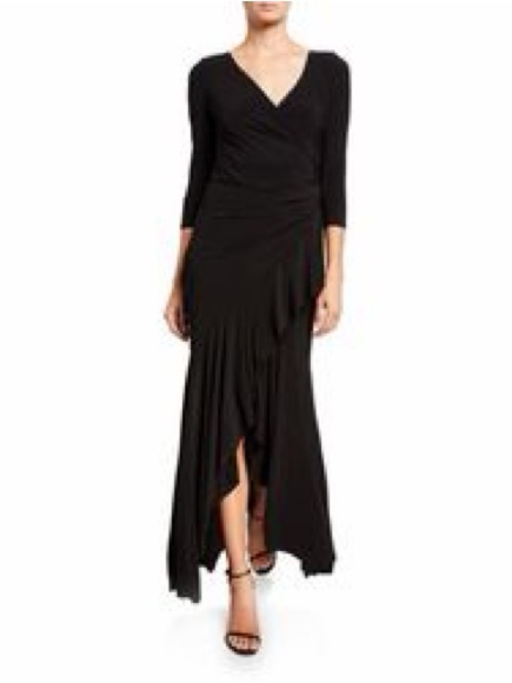 Marina Black Draped High-Low Maxi Dress Size 10